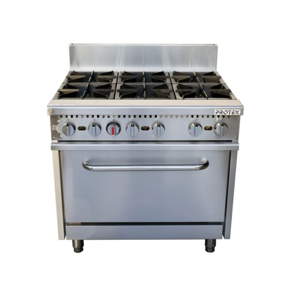Protek EHGP-6Q Estufa con Horno a Gas Acero Inoxidable 6Q